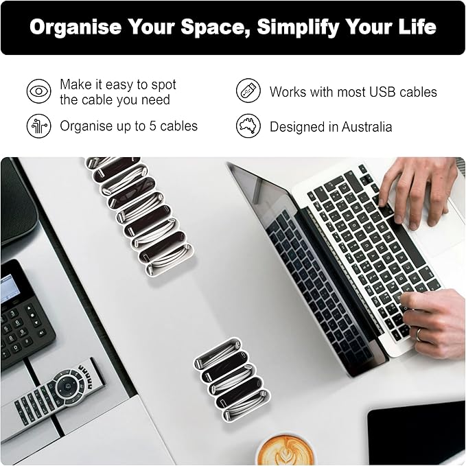 Cable Management Organizer Cord Management, Multiple Slots for Home, Office, Desk, Workshop, Durable Plastic Connectable Cable Organizer, Tangle-Free, Expandable Storage, White