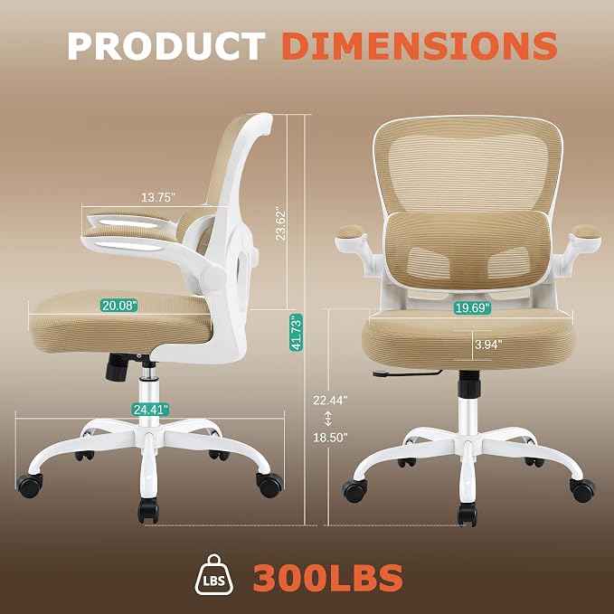 AreShark Office Chair Ergonomic Desk Chairs with Adjustable Lumbar Support, High Back Breathable Mesh Chair with Wheels& Flip-up Armrests,Rolling Swivel Comfy Task Computer Chair for Home Work Gaming