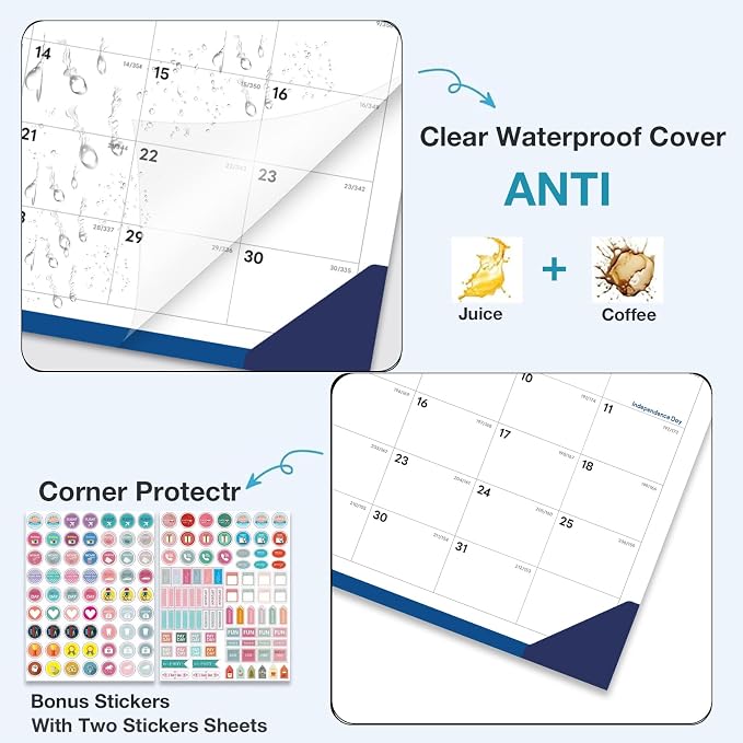 2026-2027 Desk Calendar - 18 Month Desk Calendar 2026-2027, Jul 2026 - Dec 2027, 17" x 12", Large Monthly Desktop Calendar with Daily Blocks, Thick Paper, Corner Protectors - (2 Stickers Included)