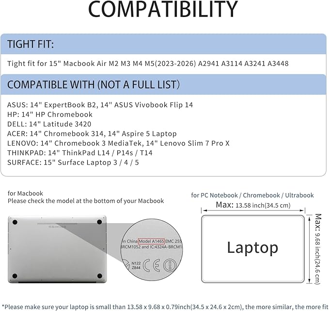 RAINYEAR 14 Inch Laptop Sleeve Case Protective Soft Padded Zipper Cover Carrying Computer Bag Compatible with 14" Notebook Chromebook Tablet Ultrabook (Gray)