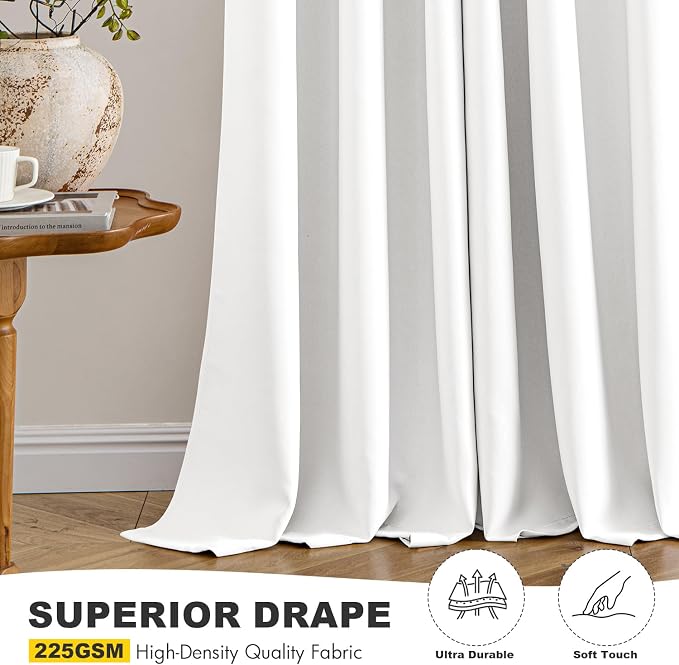 MIULEE Blackout Curtains for Bedroom Living Room 2 Panels, Thermal Insulated Room Darkening Drapes Grommet Noise Reducing Light Blocking Window Treatments 80 Inches Long 40x80 Inch Pure White