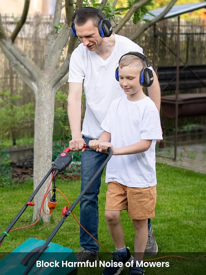 Noise Reduction Ear Muffs, SNR31dB Hearing Protection Sensory Earmuffs, Noise Cancelling Headphones for Adults Ear Protection for Gun Range, Yard Work, Mowing, Monster Truck, Fireworks