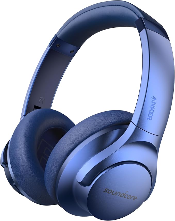 Soundcore Anker Life Q20 Hybrid Active Noise Cancelling Headphones, Wireless Over Ear Bluetooth Headphones, 60H Playtime, Hi-Res Audio, Deep Bass, Foam Ear Cups, Travel, Office, USB-C Charging
