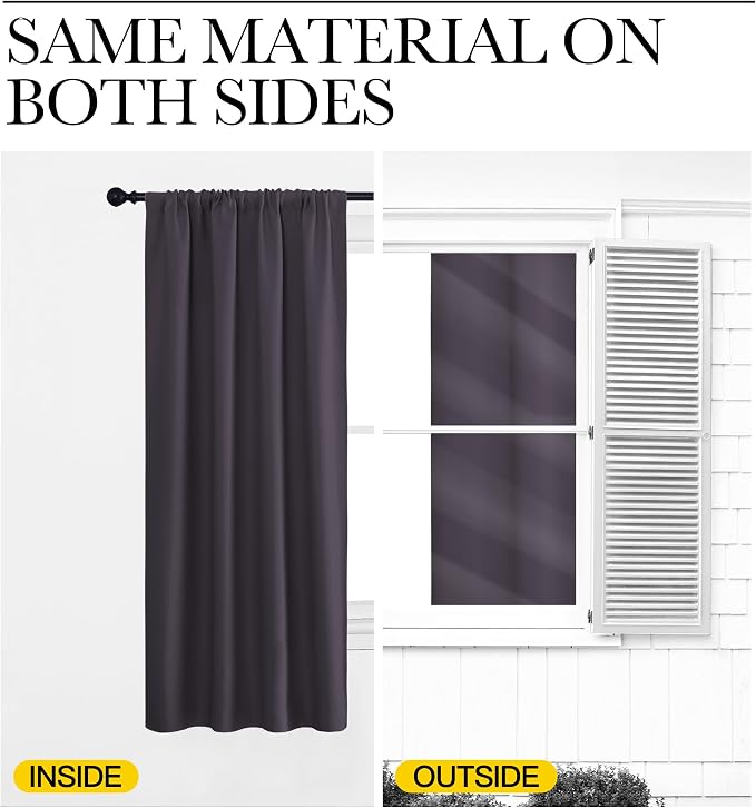 NICETOWN Blackout Curtains for Living Curtains, Greyish Purple, Set of 2, 52 by 63 Inch, Window Treatment Blackout Curtain Panels, Home Decor Thermal Insulated Solid Drapes for Bedroom