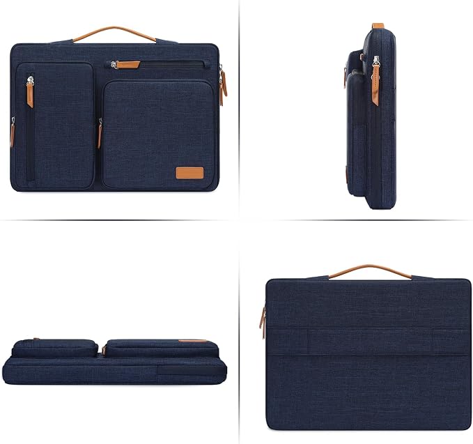 MOSISO 360 Protective Laptop Case 13 inch, 13 inch Laptop Sleeve Compatible with MacBook Air M5 M4 M3 M2 M1 2026-2018/Neo/Pro M2 M1, Side Open Carrying Case with 4 Zipper Pockets&Handle, Navy Blue