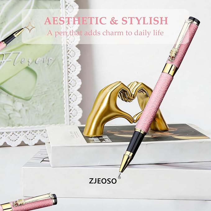 Luxury Pen,Best Luxury Ball Pen Gift Set for Women,Black Ink Fancy Pen Refillable for Executive Office,Professional,pretty pens,cool pens,Nice cute Designer Pen(Pink)