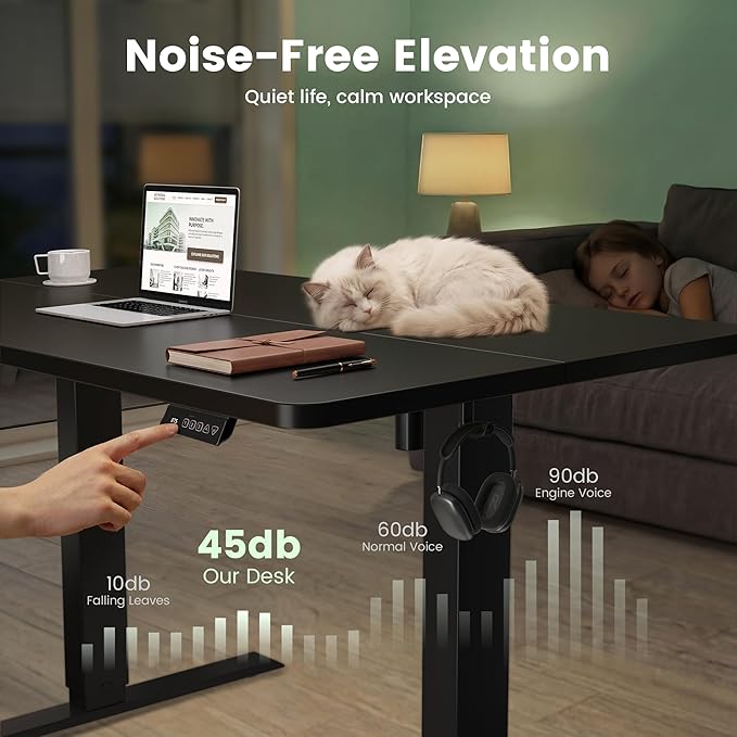 CubiCubi Standing Desk, 48 x 24 Inches Electric Height Adjustable Computer Desk, Sit Stand up Home Office Desk with Memory Presets, Black