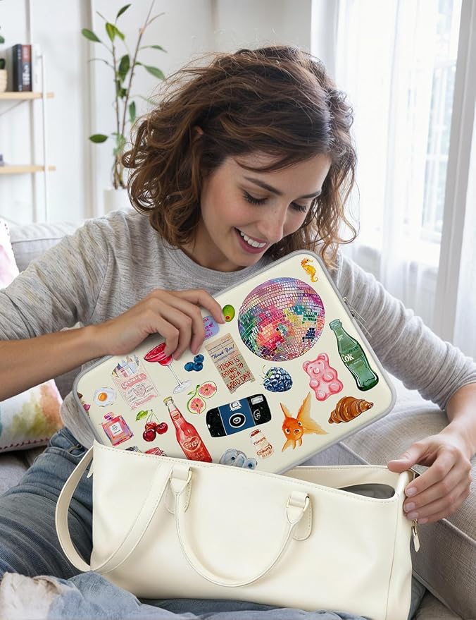 iCasso Laptop Sleeve 13 inch for MacBook Air 13-13.6 inch, Cute Laptop case for MacBook Neo/Pro 13 inch, Slim Protective Travel Carrying Case Sleeve for 14 inch Chromebook, HP, Dell, Stickers