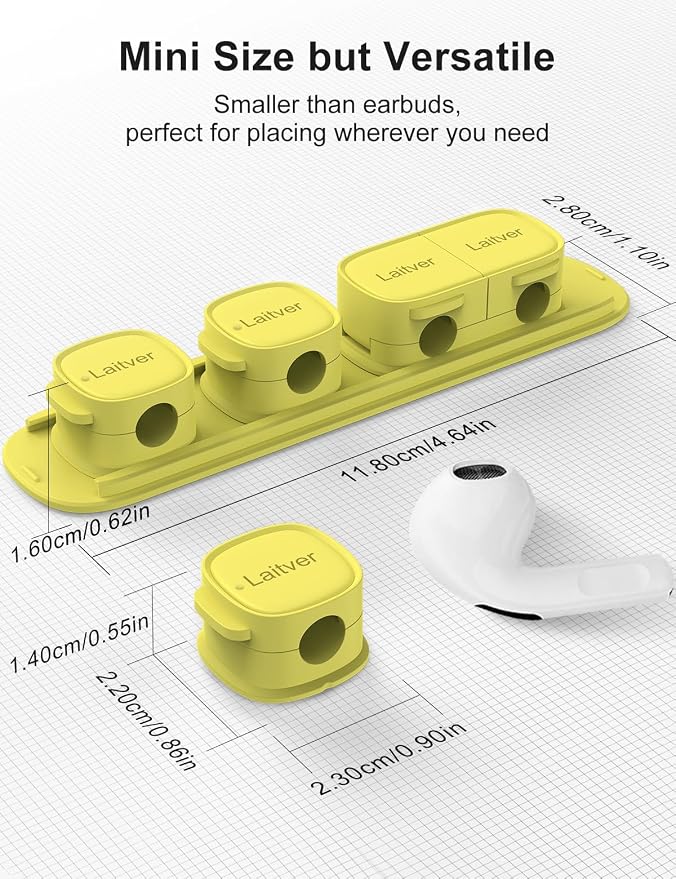 6 Pack Magnetic Cable Clips [1s Open/Lock], Laitver Cord Organizer Holder Strong Adhesive Desk Cable Management- Organize Charging Cords Neatly for Home, Office, Car,Desk, Nightstand-Emerald Green