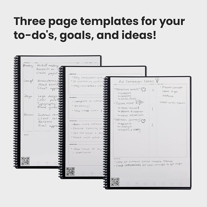 Rocketbook Fusion Reusable Undated Productivity Planner, Letter Size 8.5x11, Teal - Goals, Monthly and Weekly Calendar, Daily To-do List, Lined and Dotted Notes Pages