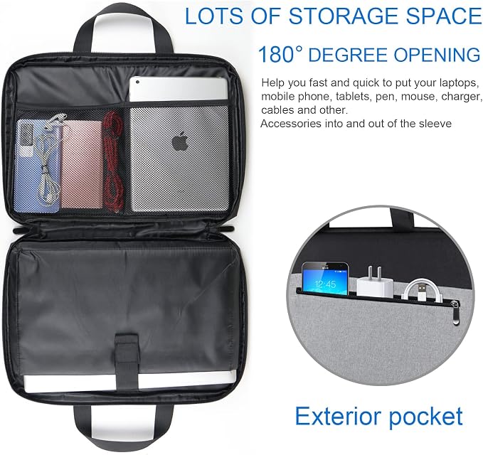 Laptop Sleeve, Slim Durable Notebook Computer Protection Case Business Briefcase Handle Bag Compatible with 14 15 15.4 inch MacBook Pro HP Dell Acer Asus Chromebook, Black/Grey