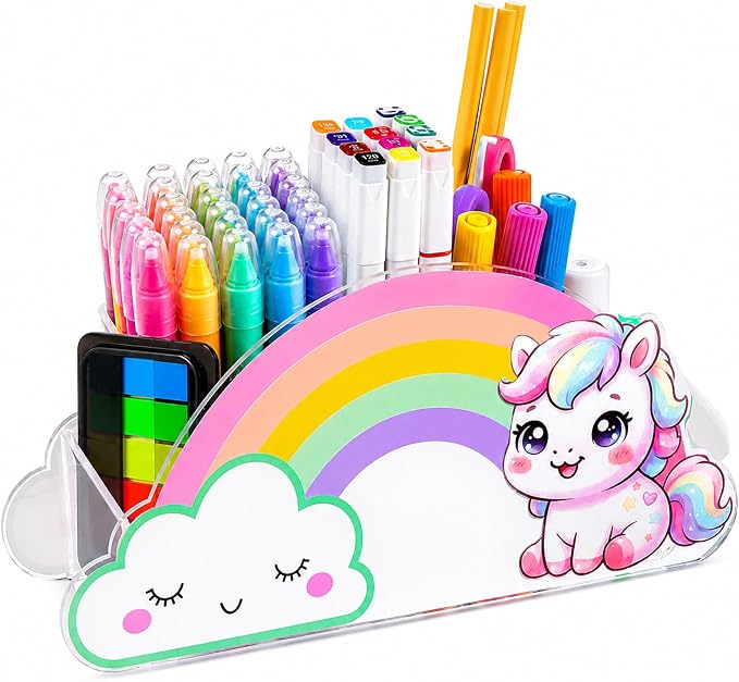 Desk Organizer Art Supply Organizer Unicorn Pencil Holder Gifts for Kids | Marker & Crayon Organizer for Desk Caddy for Classroom Homeschool Supplies with Unicorn Gift for Girls