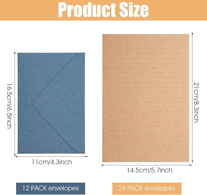 36Pcs Stationery Paper and Envelopes Set Premium Letter Writing Stationery Vintage Letter Paper and Envelopes Set (24 Writing Sheets + 12 Envelopes) for Love Letters and Party Invitations
