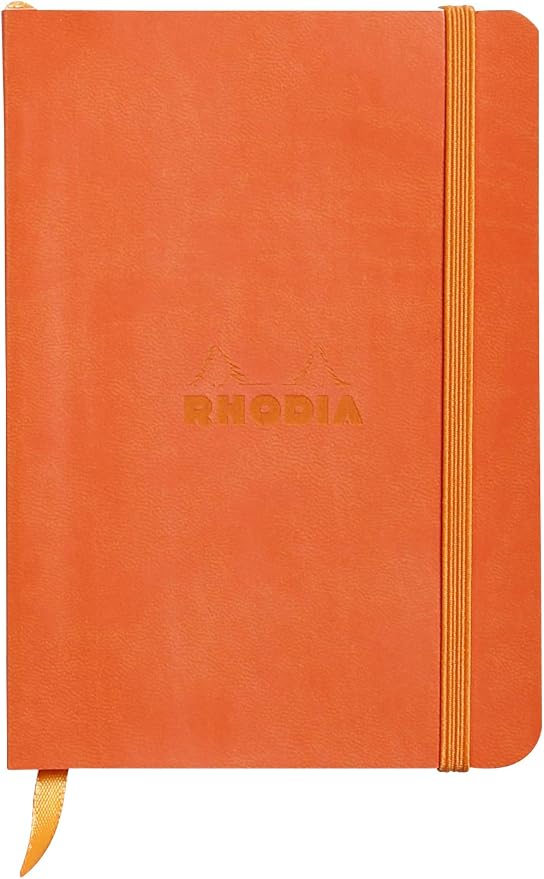 Rhodia Rhodiarama SoftCover Notebook - 72 Lined Sheets - 4 x 5 1/2 - Tangerine Cover 117314C