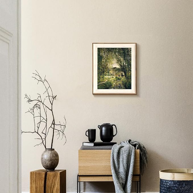 uniro Framed Canvas Wall Art, Vintage Summer Country Landscape Oil Painting, Retro Aesthetic Artwork for Wall Home Living Room Bathroom Bedroom Farmhouse Wall Decor - 10"x12"