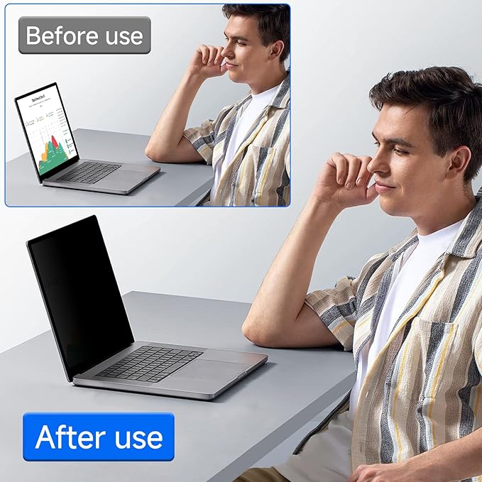 ZOEGAA 4-way 360°Laptop Privacy Screen For 16 Inch 16:10 Computer, Removable Privacy Screen For Computer Monitor, Anti Glare And Blue Light, Compatible With HP Dell Lenovo Asus Samsung Acer Thinkpad