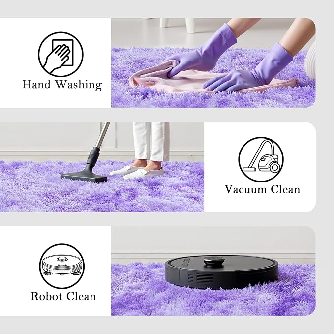 Area Rugs 10x14 Living Room, Shaggy Carpet Soft Plush Furry Bedside Rug Large Area Rugs for Bedroom Home Decor Anti Slip(10 x 14, Purple Starry)