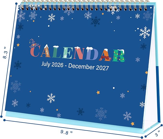 Desk Calendar 2026-2027 - Desk Calendar from July 2026 - December 2027, 10" x 8.3" Calendar Desk, 18 Months Standing Flip 2026-2027 Desktop Calendars - Theme Design