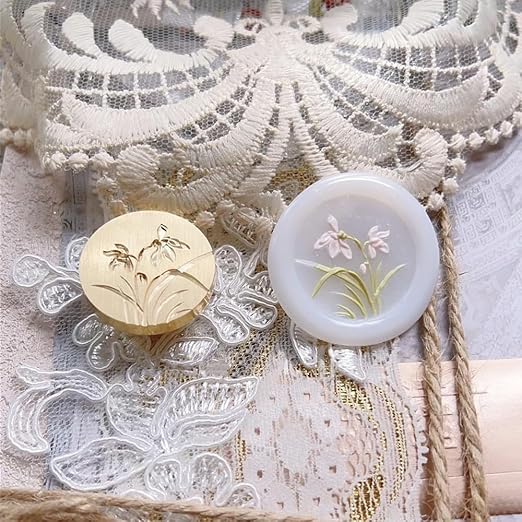 7Pcs Rose Flower Wax Seal Stamp Head with Wooden Handle Wax Stamp Seal Kit Tulip Orchid Floral Stamps Heads for Letter Sealing Seals Stamps for Wedding Invitations Envelopes Decoration Gift Wrapping