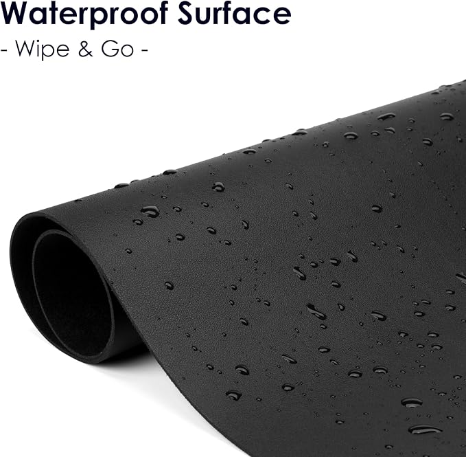 Leather Desk Pad Protector, Waterproof Mouse Pad, PU Desk Mat, Office Desk Cover, Desk Writing Mat for Office/Home/Work/Cubicle (Black) 23.6x13.7 in