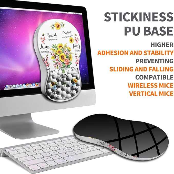 Ergonomic Joint Wrist Support Mouse Pad with Memory Foam Cushion Massage Bump, Carpal Tunnel Pain Relief Mousepad Slope Design for Wrist Rest, 11.8x7.9 in, God Said