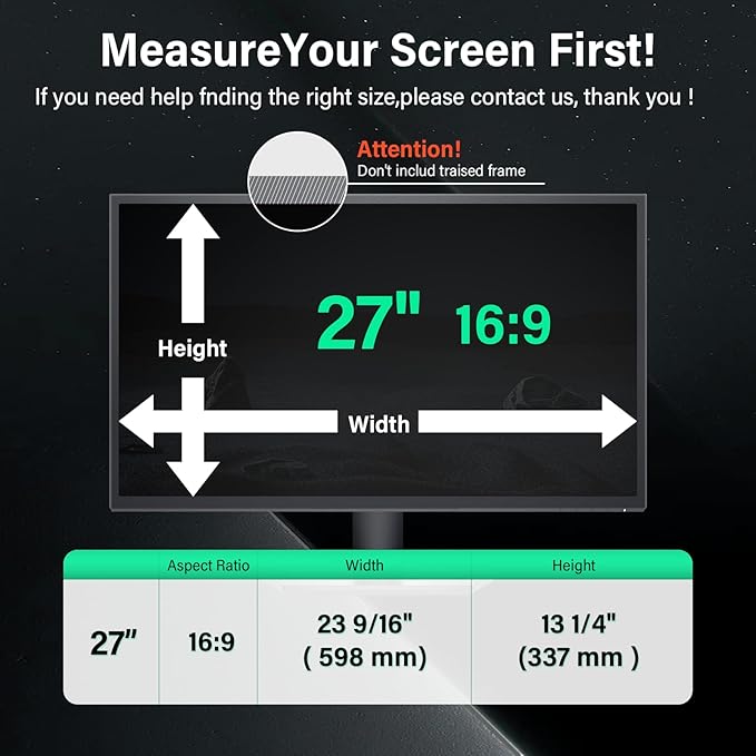 [2 Pack] 27 Inch Computer Privacy Screen for 16:9 Aspect Ratio Widescreen Monitor, Eye Protection Anti Glare Blue Light Computer Monitor Privacy Filter, Removable 27 in Protector Film