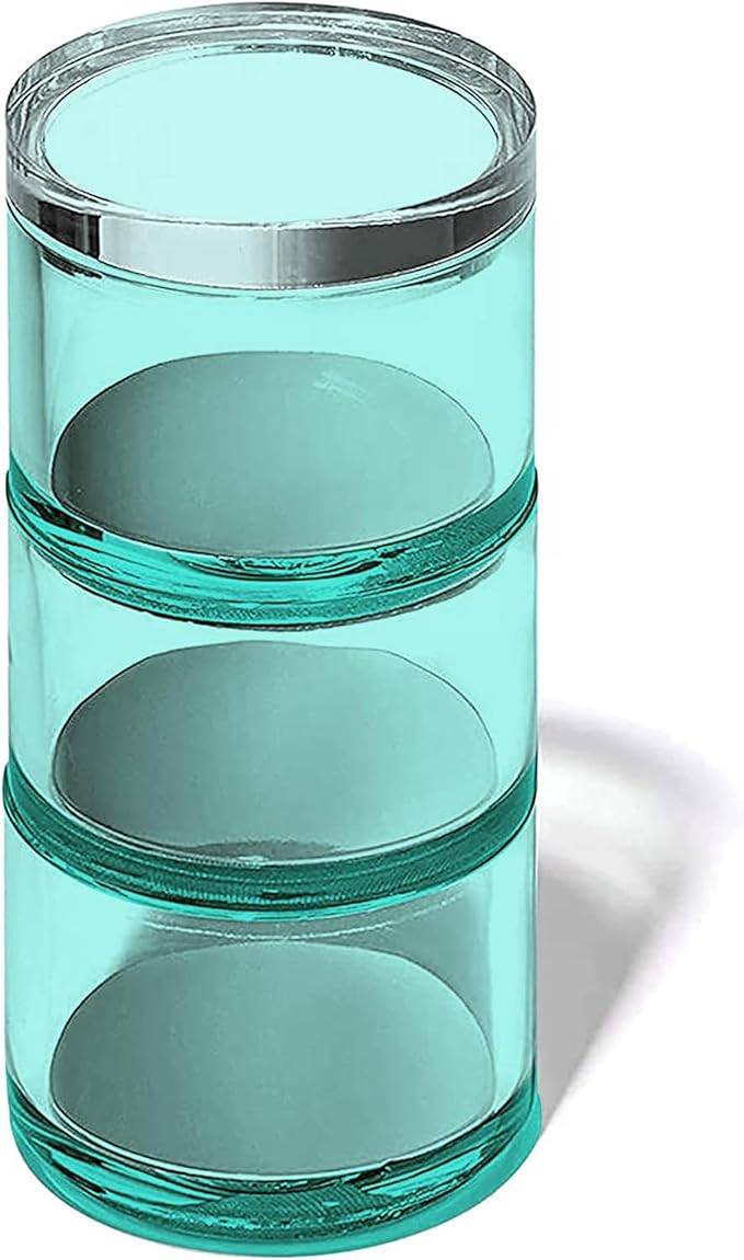 3-Tier Stackable Acrylic Holder, Green with Silver Metal Base | Stylish desk organizer and storage for office or home, Transparent square design, Functional and elegant desk accessories