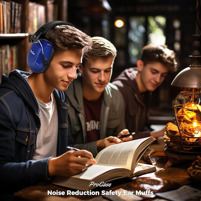 ProCase NRR 28dB Noise Reduction Ear Muffs, Foldable Adjustable Passive Noise Cancelling Headphones for Adults Kids Autism, Hearing Protection for Shooting, Construction -2 Packs, Purple & Navy