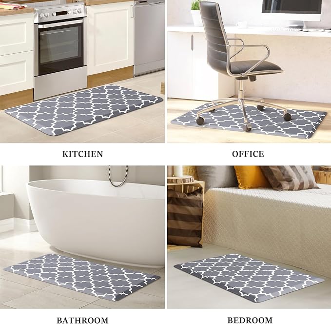 WISELIFE Anti Fatigue Floor Mat - 4/5 Inch Thick Kitchen Mat Non Slip Waterproof Heavy Duty Ergonomic Comfort Mat Durable for Home, Office, Sink, Laundry,(20" x 39", Grey)