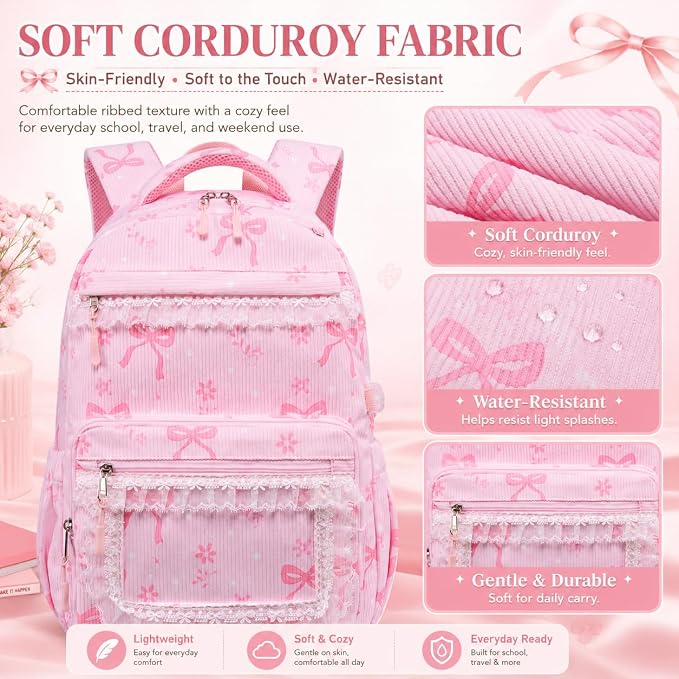 LEDAOU Backpack for Girls School Bag Kids Bookbag Teen Backpack Set Daypack with Lunch Bag and Pencil Case | Kids