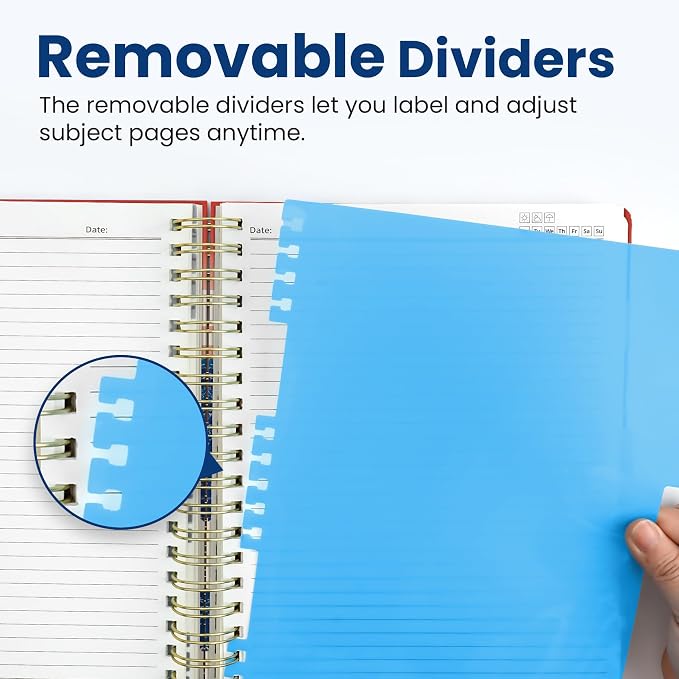 Large Spiral Lined Notebooks for Work with Removable Dividers & Tabs, 8.5"x11" Pretty Hardcover 5 Subject Notebook Journal for Women, College Ruled, Perfect for Study & Office Organization, 280 Pages, Coastal Sunset