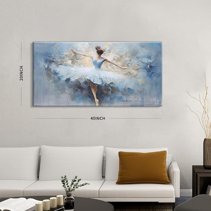 Ballerina Decor for Girls Room - Abstract Dance Decor, Ballerina Wall Art for Bedroom & Living Room - White Ballet Girl Canvas Paintings - Women Artwork Home Decorations - 20x40