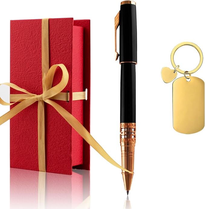 Yastar Personalized Business pen with a Custom Keychain, Gift Set with Engraved with your Message Names Company Names Phone Number Souvenir Gift for Office Colleague Friends Employees
