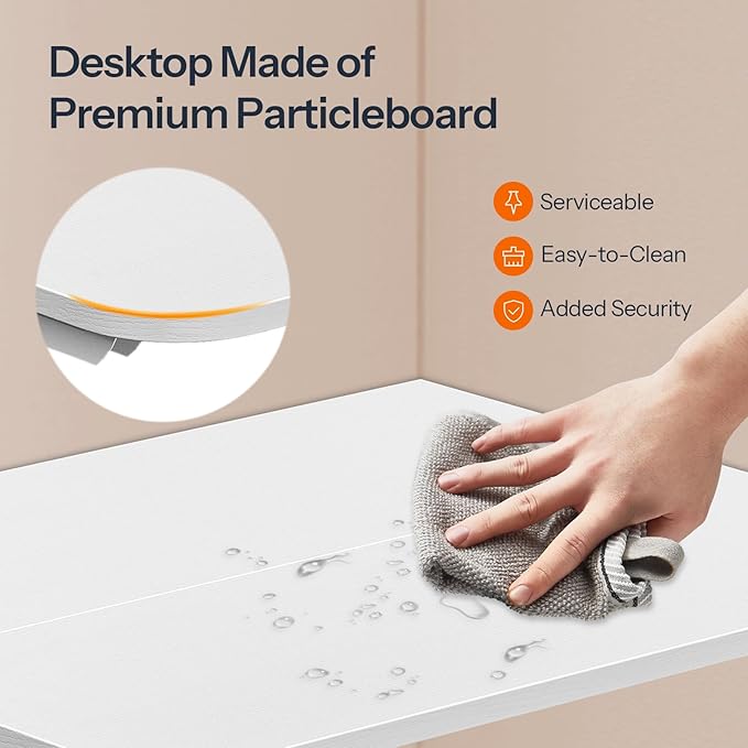 HOOBRO Folding Table, Wall Mounted Desk, Floating Wall Desk with Iron Bracket, Drop Leaf Table for Small Spaces, for Kitchen, Laundry Room, Home, Office, White WT054BZ01