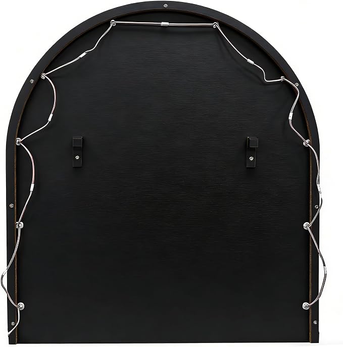 Merax Black Floating Vanity Desk Vanity Mirror with Lights, 3 Color Adjustable, 2 Storage Drawers & Charging Station, Wall-Mounted Makeup Vanity Shelf for Bedroom Hairdressers, 31" D x 54" H