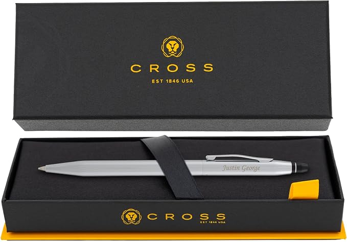 Cross Click Engraved Ballpoint Pen, Polished Chrome, Click Action, Personalized Gift for Nurses, Doctors, Police Officers, Graduation, Career Advancement, Birthdays, Cross Gift Box Included