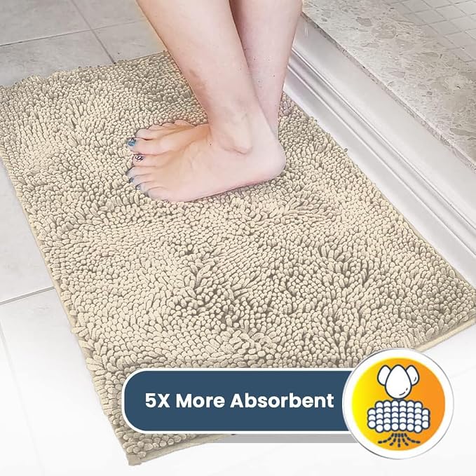 Muddy Mat® | Super Absorbent Door Mat Indoor, Microfiber Quick Dry Chenille Entryway Rug, Non-Slip Front Door Mat, Indoor Mats for Entryway, Machine Washable Pet Rug, Ivory 19" x 30"