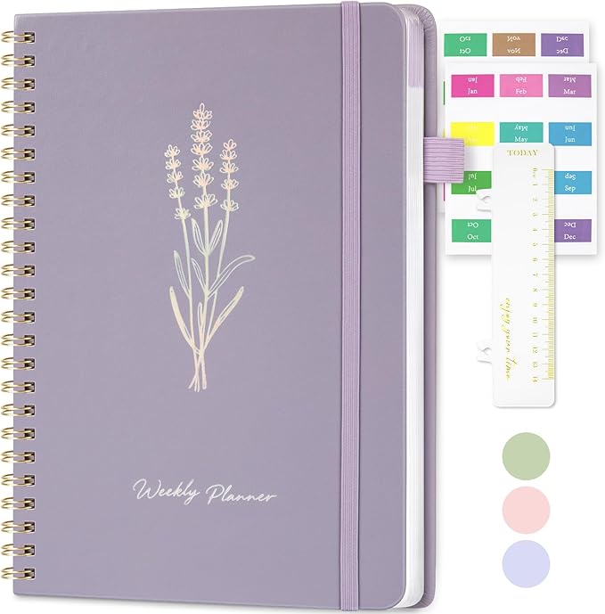 Oucaru Undated Weekly Planner, A5 To Do List Notebook with Goal & Habit Tracker Organizer, 52 Weekly Planner Notebook with Spiral Binding for Office Home School Supplies