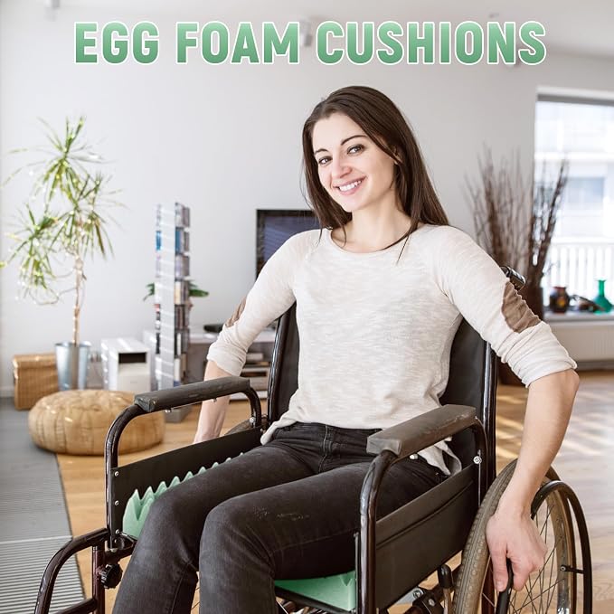 Geiserailie 2 Pcs Egg Foam Pad Eggs Chair Cushion to Relieve Back Foam Seat Cushion Chair Accessories Pad for Office Recliner Wheelchair Home Car (18 x 16 x 4 Inches Egg-Shaped,Light Green)