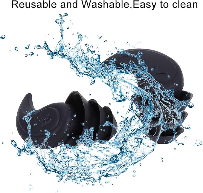 Reusable Silicone Ear Plugs - Noise Reduction Ear Plugs 1 Pair Comfortable Silicone Ear Plug Sound Blocking Earplugs for Sleep Snoring Swimming Concert Musician Construction Shooting (Blue)