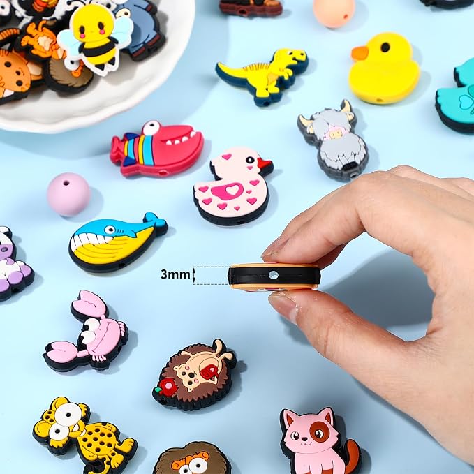 Humyoun 122 Pcs Beadable Pen Kit for DIY Pens Making Back to School Supplies with 12 Beaded Pens 110 Silicone Focal Beads, Black Ink Pen Gift for School Office Students Classroom(Stylish Style)