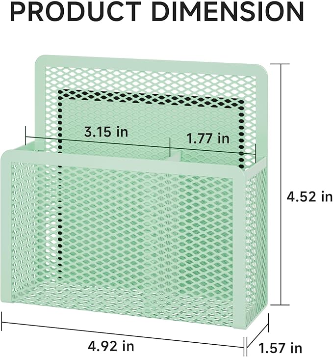 Marbrasse Magnetic Dry Erase Marker Holder, Mesh Pen Holder for Whiteboard，Magnet Pencil Organizer Storage for Refrigerator Locker Accessories Organizer for Home, School and Office(Green)
