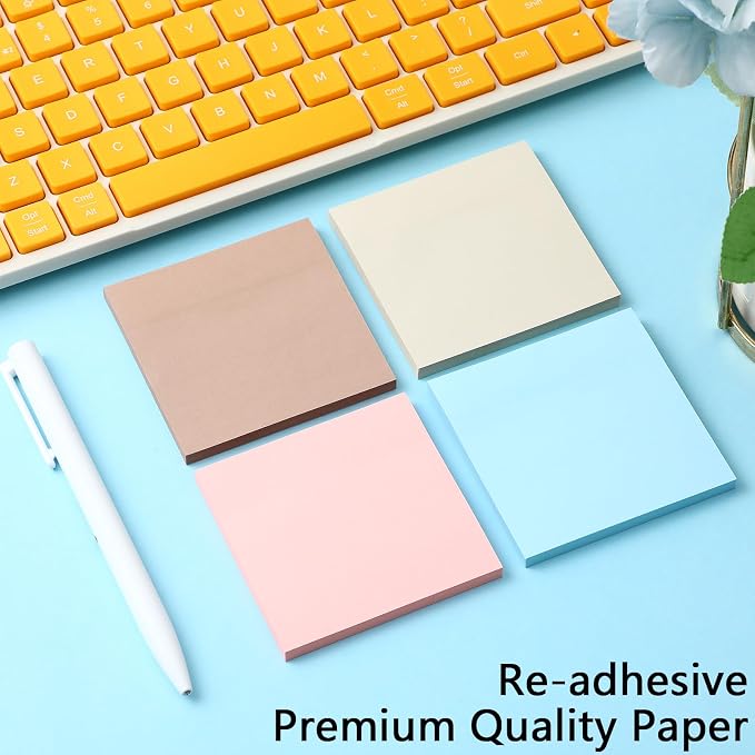 Thenshop 12 Pads Earth Tone Sticky Notes 3''x3'', Self Stick Notes Pads Earth Tone Office Supplies, Vintage Aesthetic School Accessories 50 Sheets/pad
