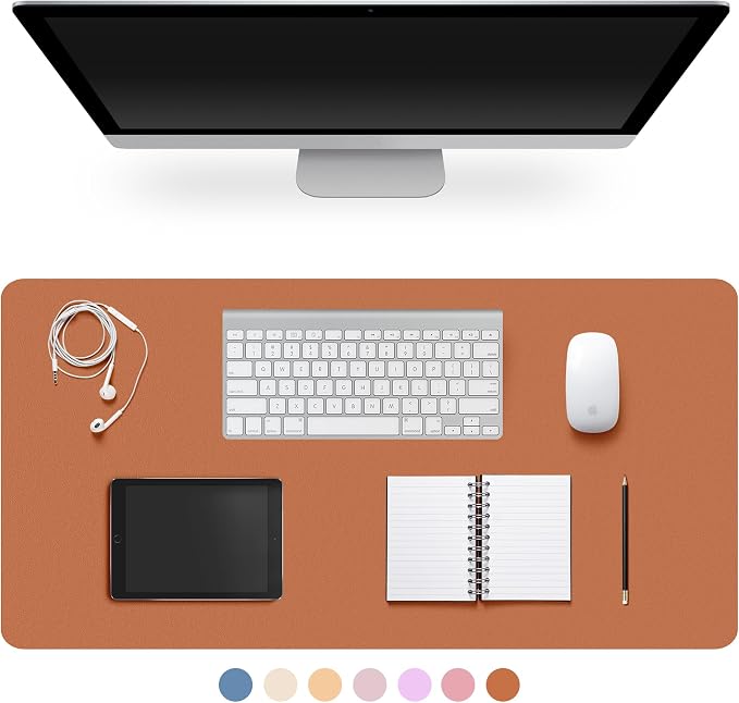 Leather Desk Pad Protector,Non-Slip Desk Pad,on-Slip PU Leather Large Mouse Pad,Easy Clean Desk Protecor Mat,Writing Pad for Office Work/Home/Decor(Brown, 31.5" x 15.7")
