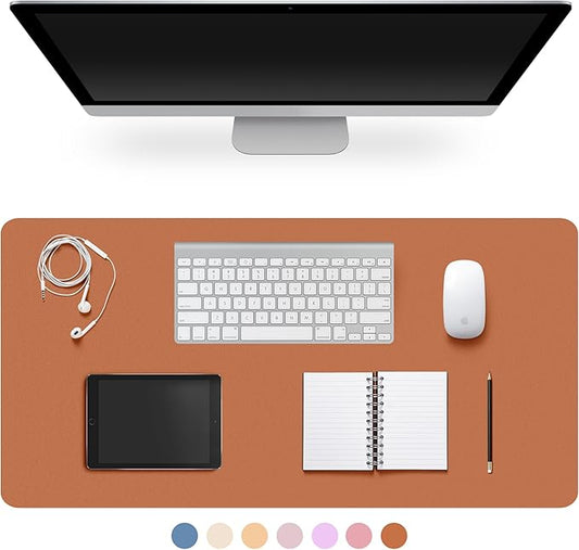 Leather Desk Pad Protector,Non-Slip Desk Pad,on-Slip PU Leather Large Mouse Pad,Easy Clean Desk Protecor Mat,Writing Pad for Office Work/Home/Decor(Brown, 23.6" x 13.7")