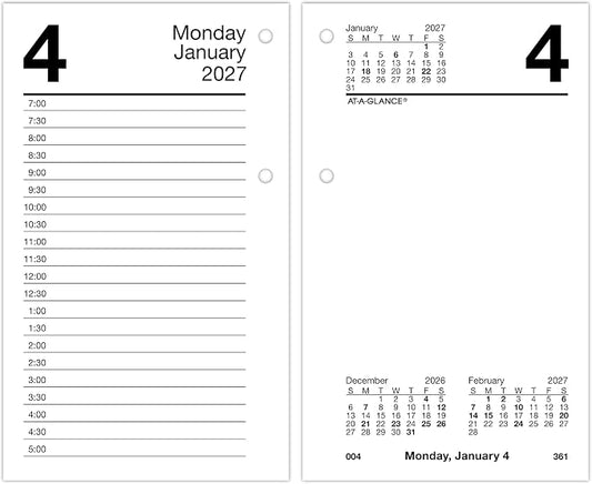 AT-A-GLANCE 2027 Desk Calendar Refill, Daily Desk Pad Refill, 3.5" x 6", Standard, Loose-Leaf, Recycled (E717R5027)