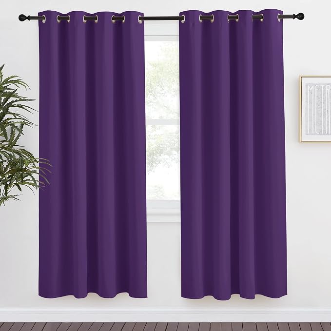 NICETOWN Blackout Window Curtain Short, 55W x 78L, Sold Individually, Royal Purple Color, Home Fashion Thermal Insulated Room Darkening Drapery for Bedroom
