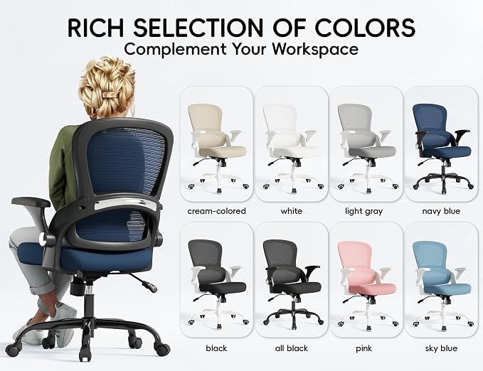 TRALT Office Chair - Ergonomic Office Chair with Back Support, Home Office Desk Chairs, 330lbs Wide Seat Big and Tall Office Chairs, Comfy Desk Chair for Work, Study, Office, Gaming (Dark Blue)