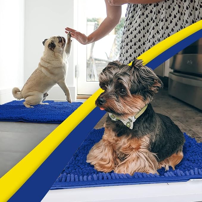 Muddy Mat® | Super Absorbent Door Mat Indoor, Microfiber Quick Dry Chenille Entryway Rug, Non-Slip Front Door Mat, Indoor Mats for Entryway, Machine Washable Pet Rug, Royal Blue 16" x 24"