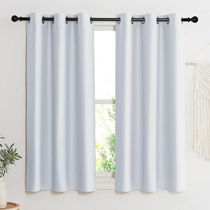 NICETOWN Room Darkening Window Treatment Curtain, Cloud Grey, Single Panel, 42 by 45, Energy Smart Thermal Insulated Block Out Sunlight Shade & Blind for Bedroom with Grommet Ring Top